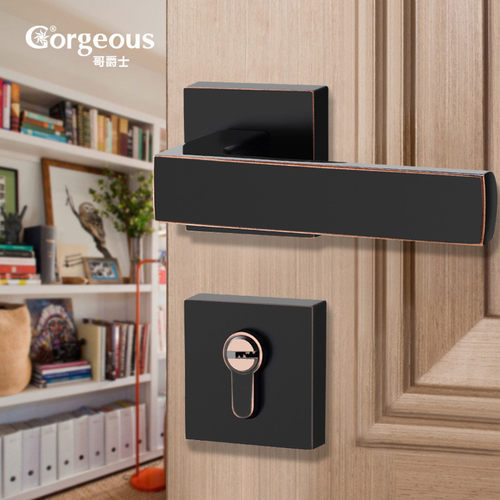 热销复古锌合金静音卧室门锁古黑红执手锁纯铜锁芯门把手锁具厂家