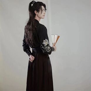 出租男款帅气侠客古风交领汉服元旦年会七夕节表演后羿演出服