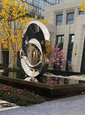 不锈钢亮光制作一体化地产雕塑室外景观雕塑雕塑镜面景观雕塑