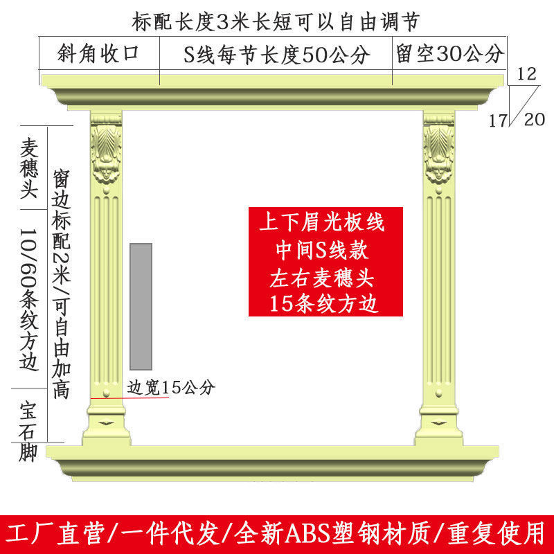 窗套模具罗马柱窗现浇别墅窗户线条模型塑钢加厚欧式构件模板