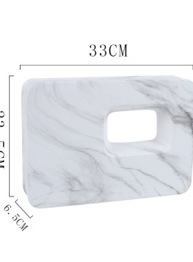 创意陶瓷插花瓶大理北欧石纹工艺摆件家居客厅装饰四方形镂空园艺