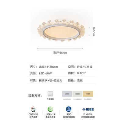 水花式极简意设计吸顶灯卧室护眼圆灯语音智能主卧新款高端主灯