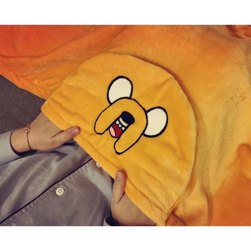 可爱卡通成人带帽披风毯子办公室毛毯披肩保暖宿舍