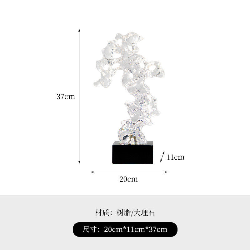 左顾新中式透明石头书房太湖石摆件样板间珊瑚博古架书柜软装饰品
