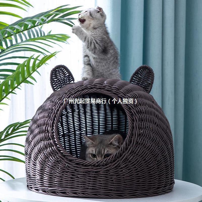 热销宠物猫窝夏季透气藤编四季通用半封闭式可水洗手工凉窝