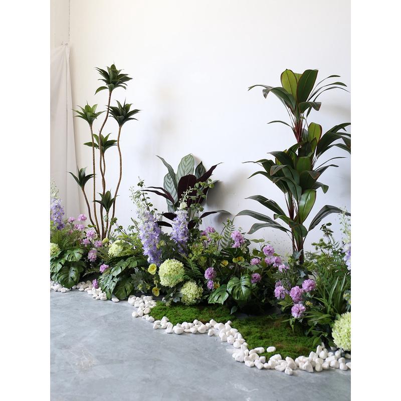仿真植物造景酒店展厅仿生园景办公室花槽假绿植室内墙角花草花艺