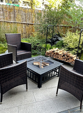 热销方形高端户外花园庭院篝火烧烤桌火盆火炉烧烤炉带盖firepit