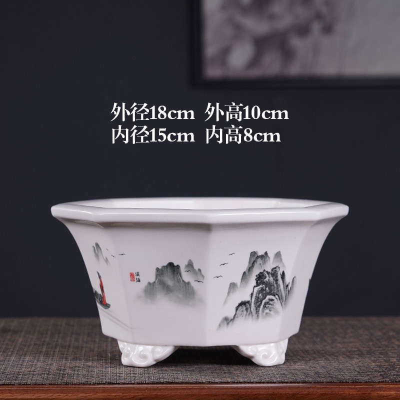 花盆陶瓷高颜值盆多肉绿植盆栽盆景彩绘贴画新款