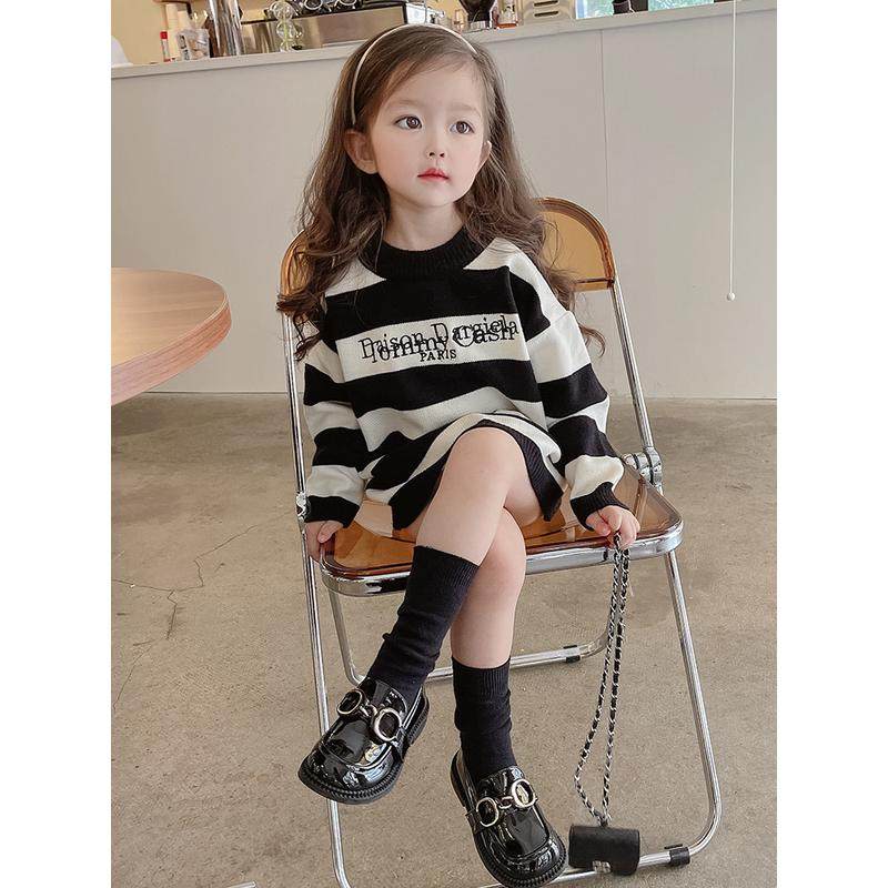 洋气条纹裙2025春秋新款韩版儿童中长款套头衫宝宝潮,童装/婴儿装/亲子装,卫衣/绒衫,淘宝优惠券,粉丝福利购,淘宝优惠卷