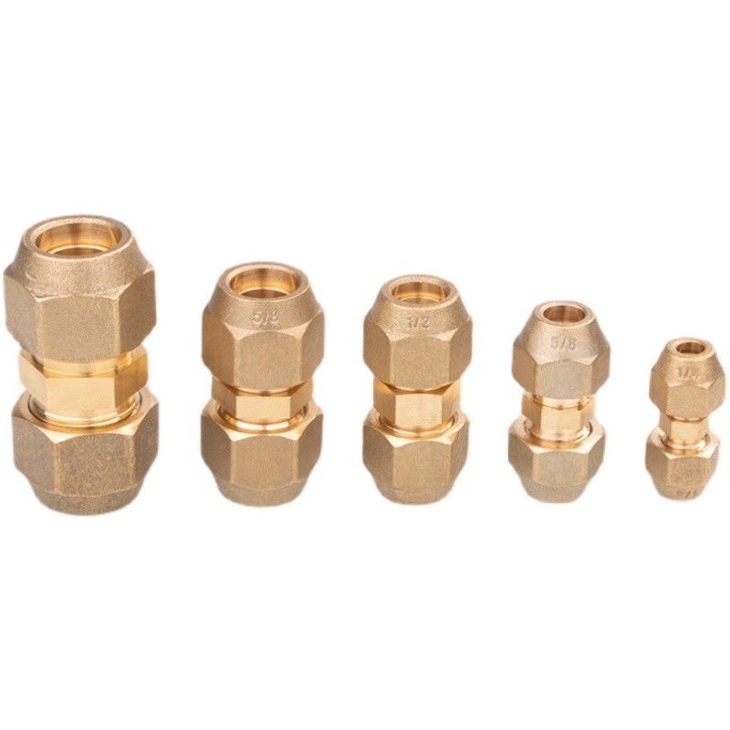 空调铜管对接头免焊延长快速加长英制纳子带螺帽双螺母制冷配件