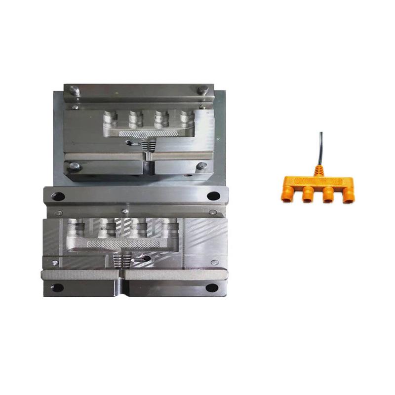 热销厂家直销一拖四2p母插注塑插头模具 sr网尾卡线模防水连接线