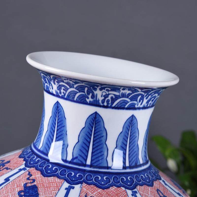 景德镇陶瓷摆件釉里红仿古青花瓷大罐花瓶中式家居客厅插花装饰品,鲜花速递/花卉仿真/绿植园艺,花盆,淘宝优惠券,粉丝福利购,淘宝优惠卷