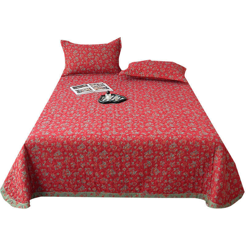 热销A类复古全棉色织双层纱床盖可机洗绗缝双人床盖双层纱床盖三