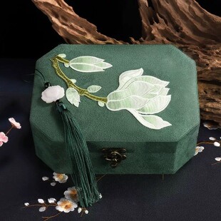 婚嫁礼盒双层首饰盒欧式饰品收纳盒珠宝盒手镯盒盒刺绣