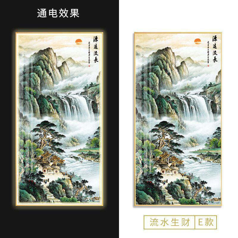 壁画入户玄关led装饰画流水生财走廊挂画客厅2023风景墙面新中式