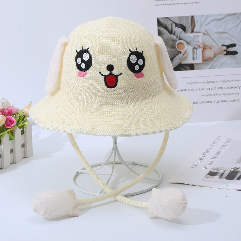 儿童帽子春夏卡通一捏会动耳朵的小兔渔夫帽可爱男女童遮阳宝宝帽