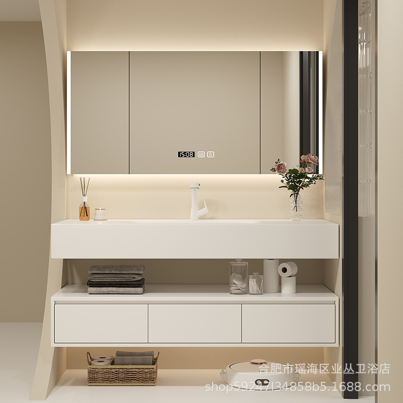 热销丽风可酒店耐一体盆浴室柜组合现代简约卫生间吊柜洗手洗脸洗