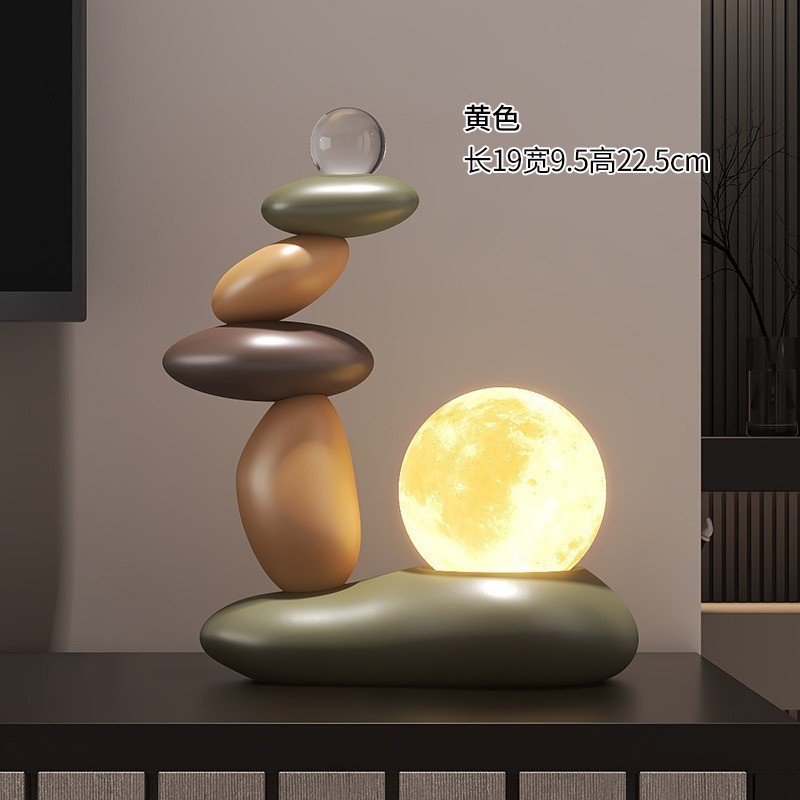 时来运转石头摆件磁力沙漏家居酒柜玄关装饰品办公室工位客厅好物