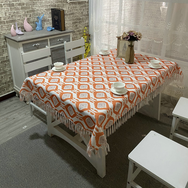 供应棉麻田园风纯色桌布 布艺样板间茶几桌布长方形厂家定 制