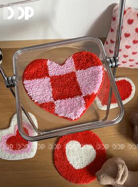 DDP原创手工Y2K家用复古爱心坐垫卧室衣帽间宠物礼物飘窗吸水防滑
