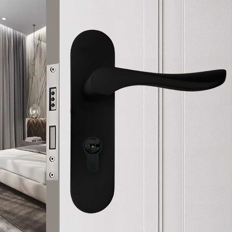 永佳福轻奢黑色静音门锁家用磁吸房间卧室房门锁实木门锁具太空铝