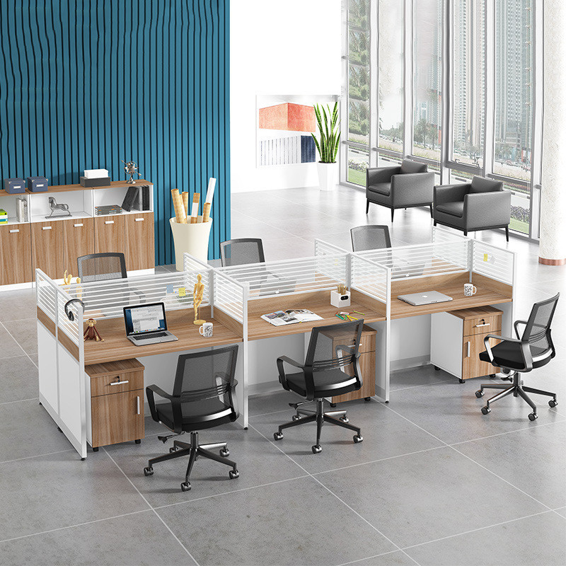 热销办公室职员办公桌椅组合四人工位卡位防碎亚克力屏风电脑桌办