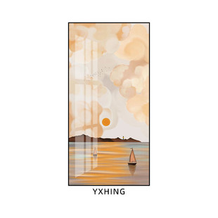 现代简约北欧风格 饰画框墙面背景墙带轻奢京瓷风景客厅过道 玄关装