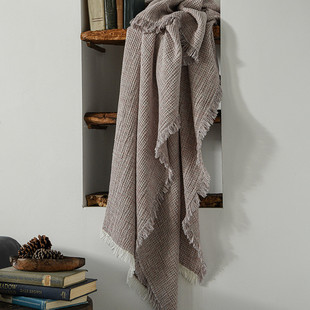 热销跨境流苏与亚麻流苏盖毯午睡休闲沙发棉毯子床尾巾样板房毯子