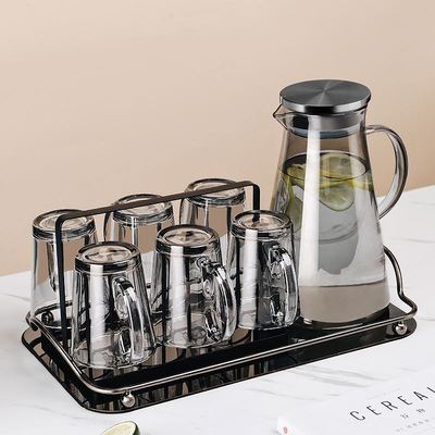 玻璃水杯家用一整套客厅茶杯套装待客喝水杯带把手高颜值茶具爆款