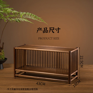 轻奢实木茶几置物架茶具杯子收纳架储物架家用黑胡桃大容量展示柜