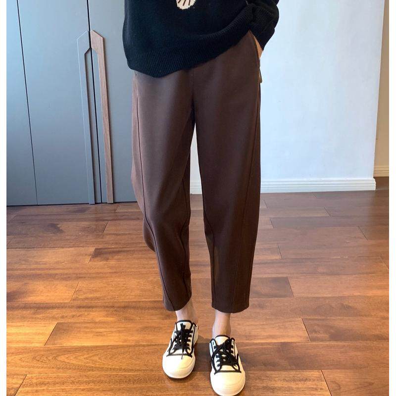 大码胖妹妹mm毛呢加绒休闲阔腿裤冬季宽松显瘦加厚奶奶裤