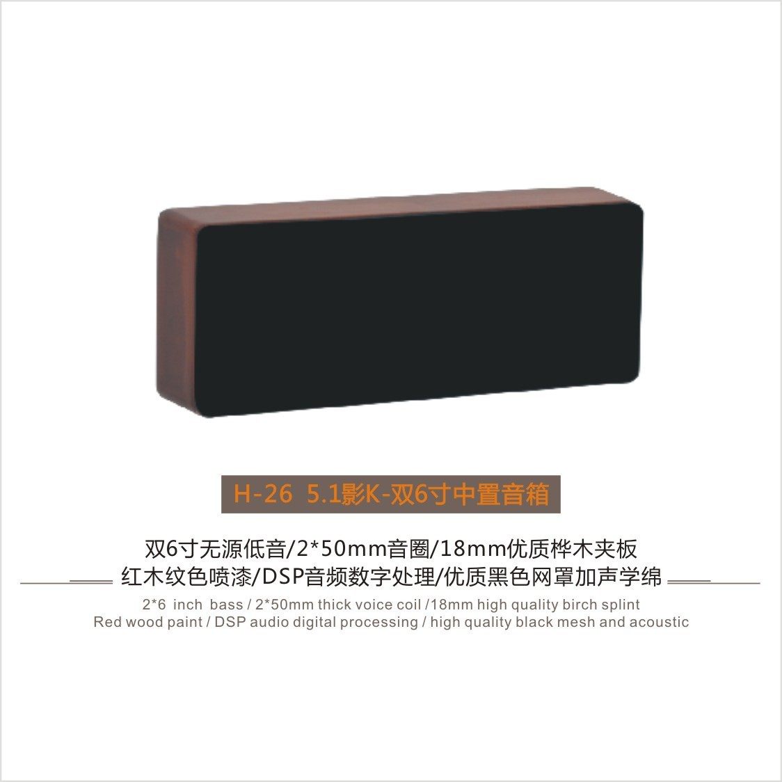 5.1家庭影K双五中置音箱5.1家庭影院KTV中置音箱5.1K歌沐足音箱