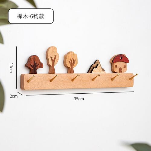 f^挂衣架壁挂墙上入户玄关衣帽钩创意可爱实木钥匙挂钩免打孔挂衣