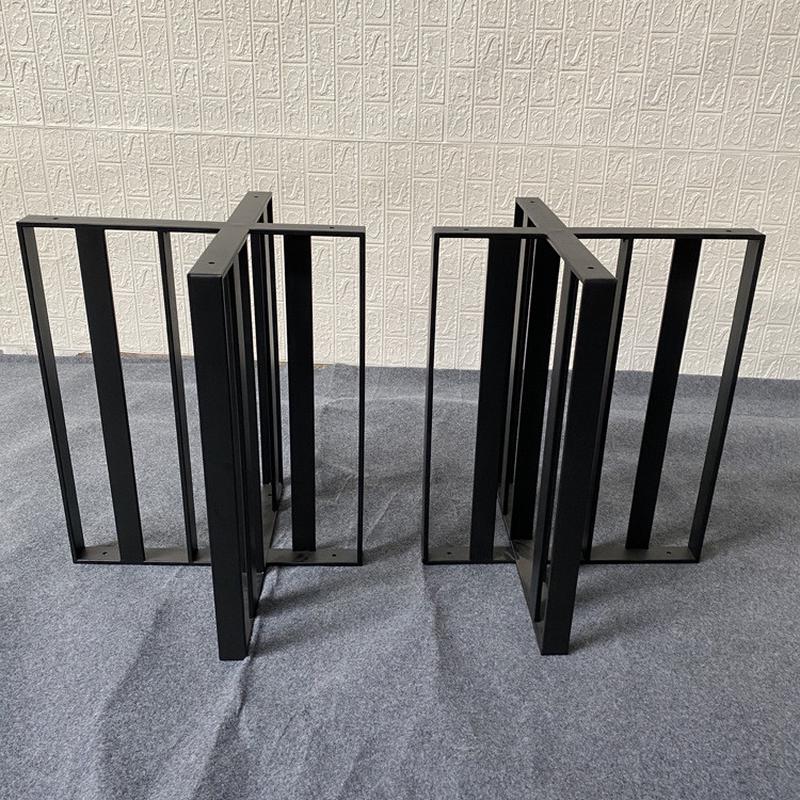 现代岩板餐桌底座高端大理石长桌腿碳素钢脚支架轻奢金属架子支撑