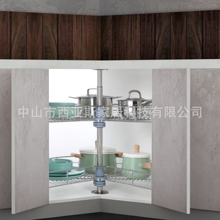 270度转盘橱柜转角篮角落置物篮双层双开门直角柜适用