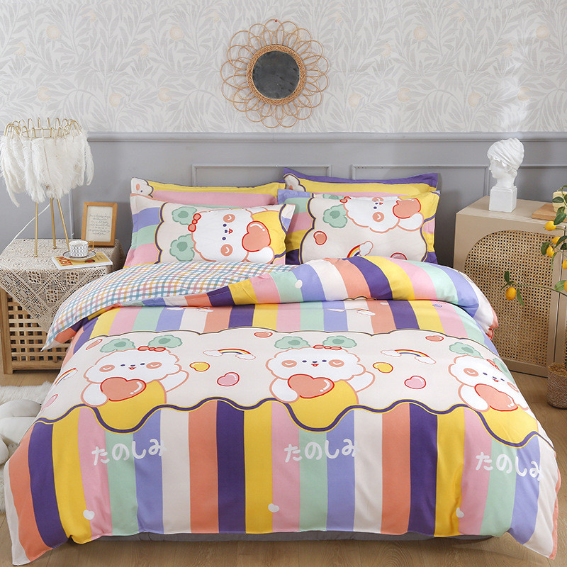 春夏直播爆肤磨毛亲款棉四件套学生三件套床上用品礼品四件套批发