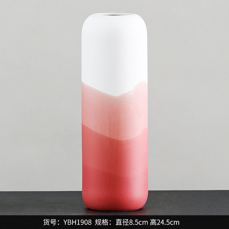 花瓶西家居现代莫兰迪色家居陶瓷小花盆客厅书房多肉花盆瓷器博