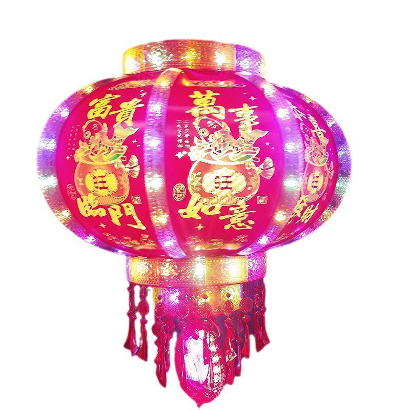 新款旋转灯笼七彩led走马灯阳台大门口阳台宫灯挂饰新年春节装饰