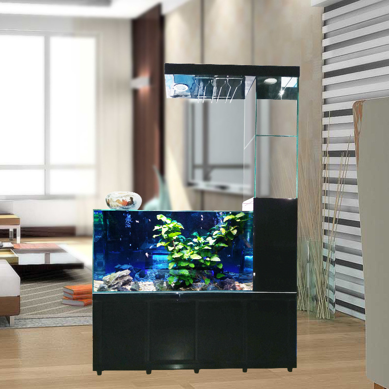 酒柜观赏吧台鱼缸客厅玻璃屏风鱼缸酒柜鞋柜生态鱼缸厂家批发