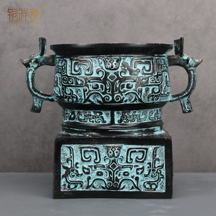 热销仿古青铜器家居摆件工艺品西周利簋方座簋盆装饰品收藏工艺品