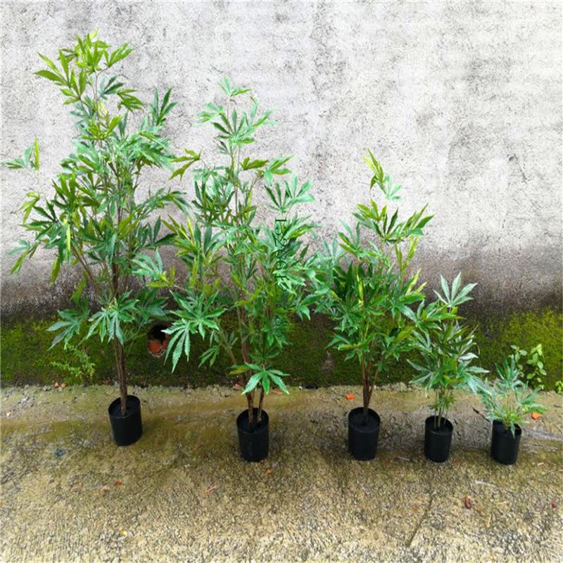 仿真因毒印莠三角鸦形品粉洛海度吗植物假片盆栽啡有料大麻叶
