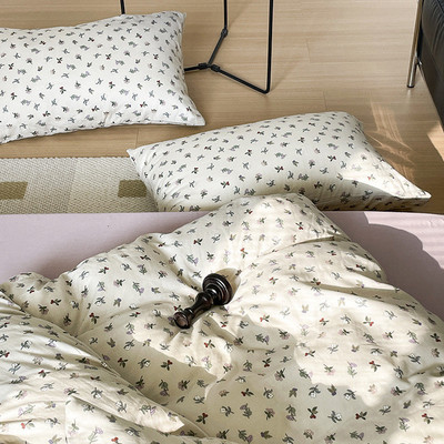 藏匿浪漫-超柔软田园笠全棉双层纱四件套温柔碎花裸睡1.8m床风款4