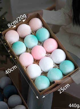 圣诞球植绒球布艺圣诞树装饰挂件蓝色球粉色塑料香槟色圣诞球套装