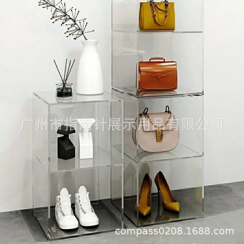 亚克力陈列架 橱窗鞋子展示架 服装店包包置物架 多层透明展示柜