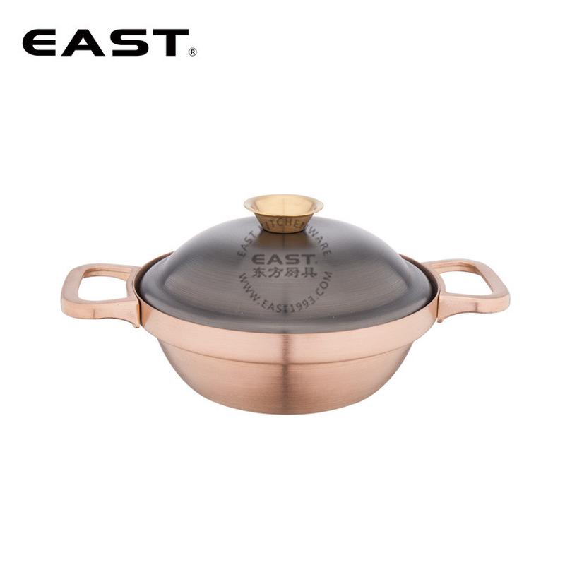 热销不锈钢双耳镀金煲仔锅【east东方厨具】