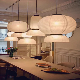 日式 饰餐桌灯 侘寂风宣纸吊灯设计师灯笼宣纸灯野口勇艺术民宿装