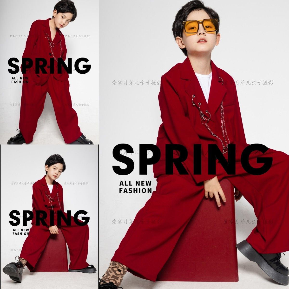 男孩红色时装款走秀演出男童英伦风帅气摄影服装影楼拍照帅气,童装/婴儿装/亲子装,套装,淘宝优惠券,粉丝福利购,淘宝优惠卷