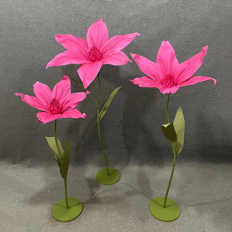 婚礼大型水仙路引摆件舞台泡沫花百合道具杆纸艺花装饰橱窗婚庆立
