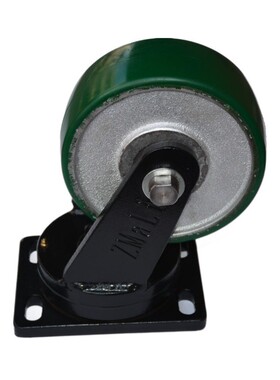 知马力zmali8寸轻推型铁心pu工业万向脚轮360°转动特重绿色