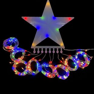 3.6m低压皮线灯户外防水瀑布灯星星星太阳能圣诞树顶瀑布灯